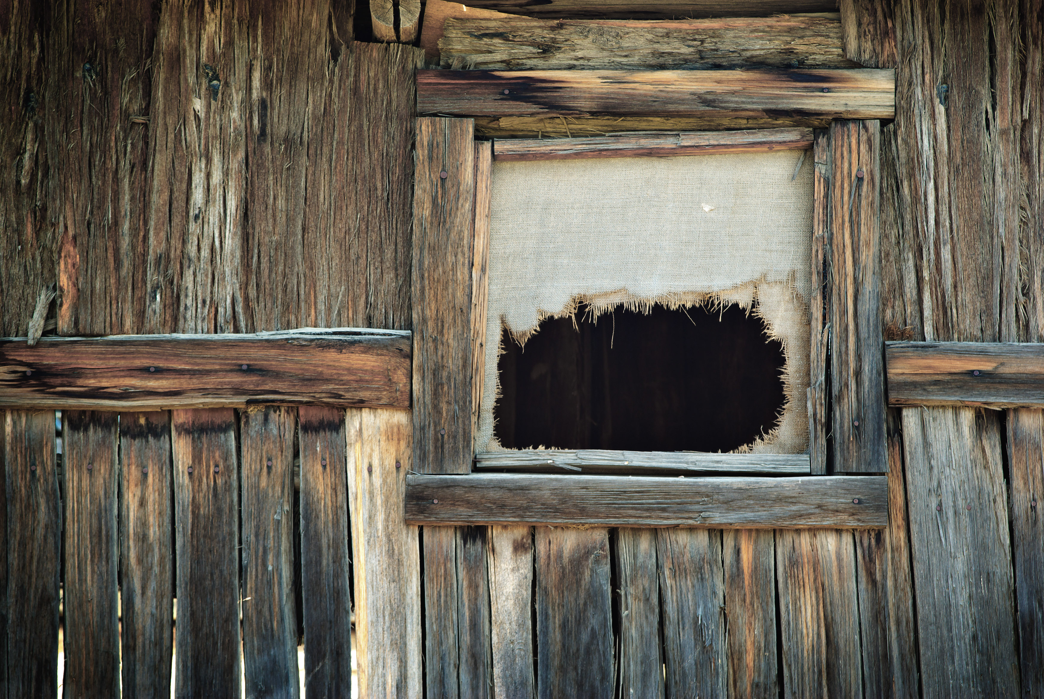 Old Window In Wooden Cabin Colour 