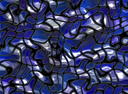 abstract background of blue glass tiles forming an ocean like jigsaw
