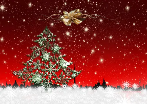 christmas wallpaper with stars and tree